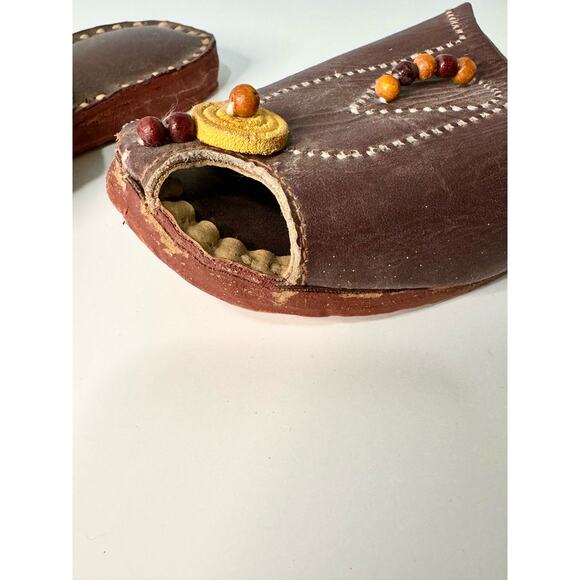 Women's Size 7 Brown Indian Mule Beaded Shoes - Picture 7 of 8